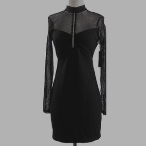 Lulu's long sleeve lace mini stretchy back zip romantic date night dress